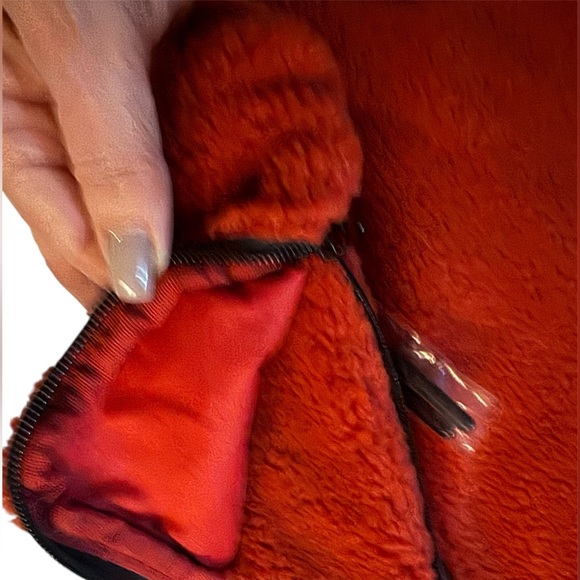 Free People/Cozy Red/Orange Sherpa Crossbody Sling Bag - Picture 7 of 10